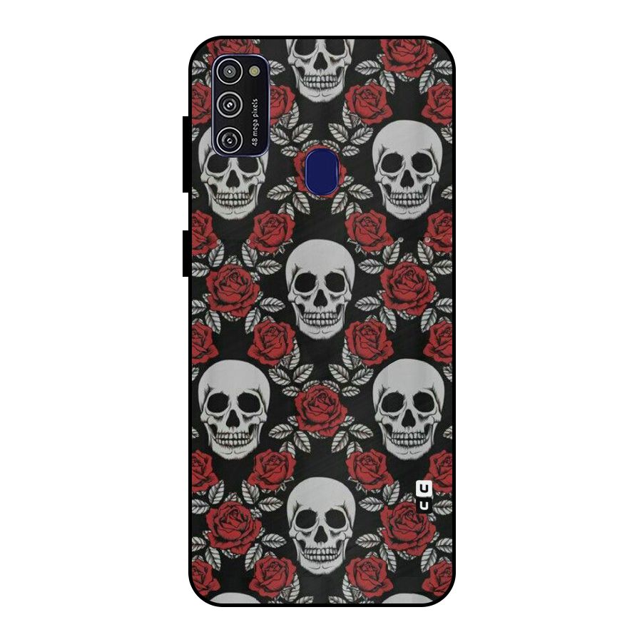 Grey Skulls Metal Back Case for Galaxy M21