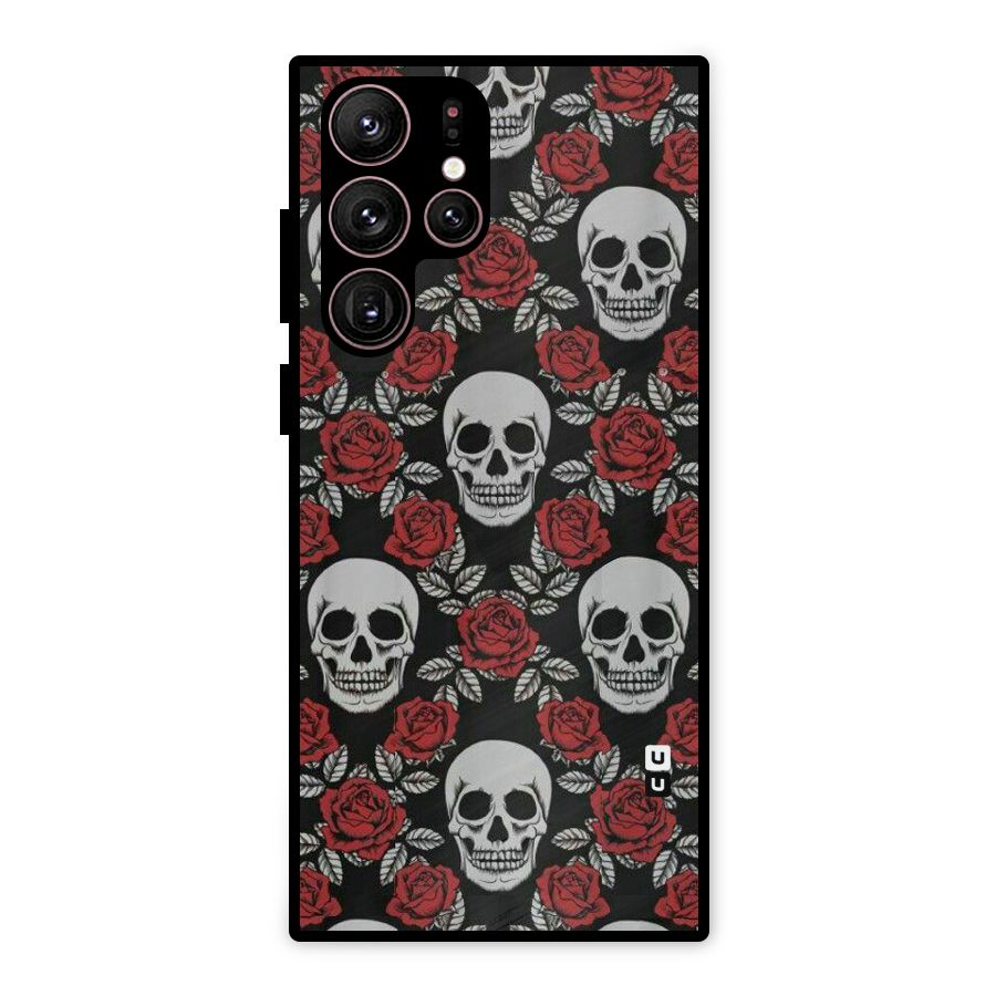 Grey Skulls Metal Back Case for Galaxy S22 Ultra 5G