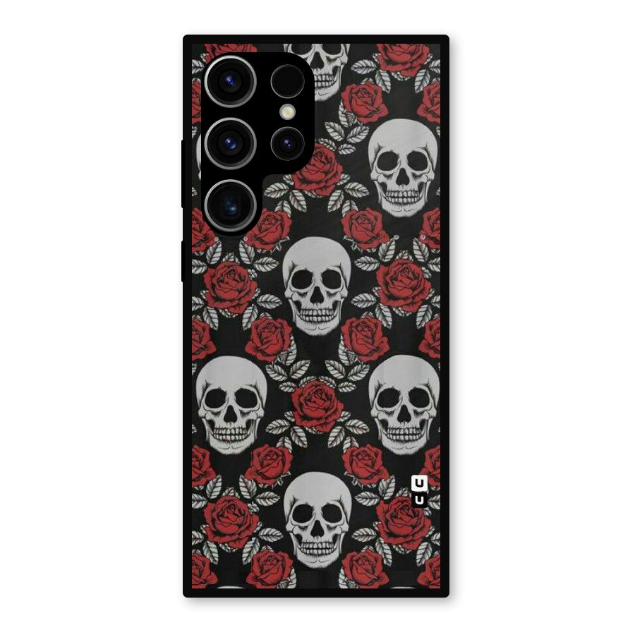 Grey Skulls Metal Back Case for Galaxy S23 Ultra