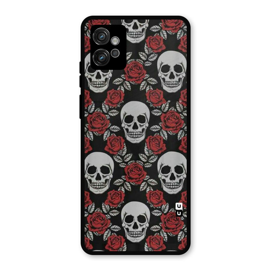 Grey Skulls Metal Back Case for Moto G32