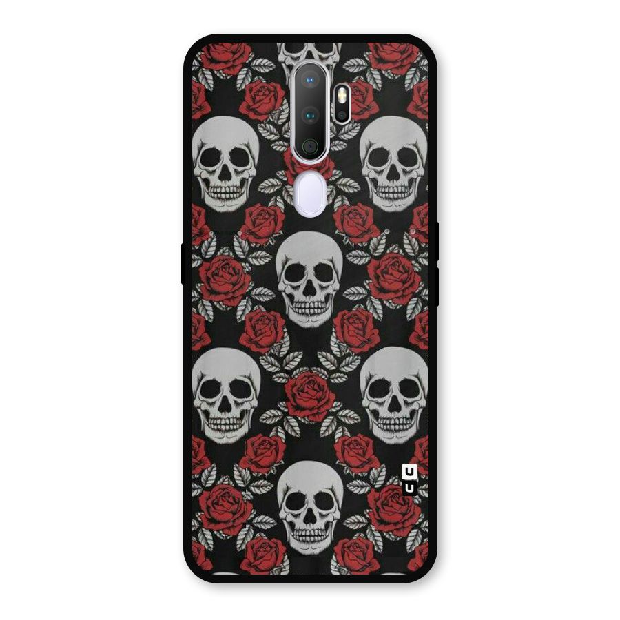 Grey Skulls Metal Back Case for Oppo A9 (2020)