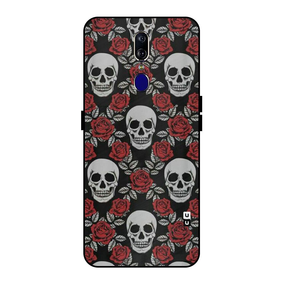 Grey Skulls Metal Back Case for Oppo F11
