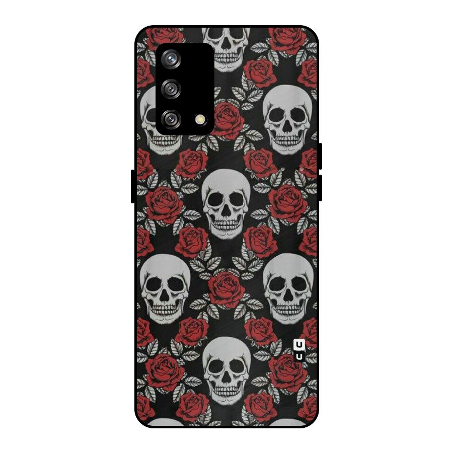Grey Skulls Metal Back Case for Oppo F19