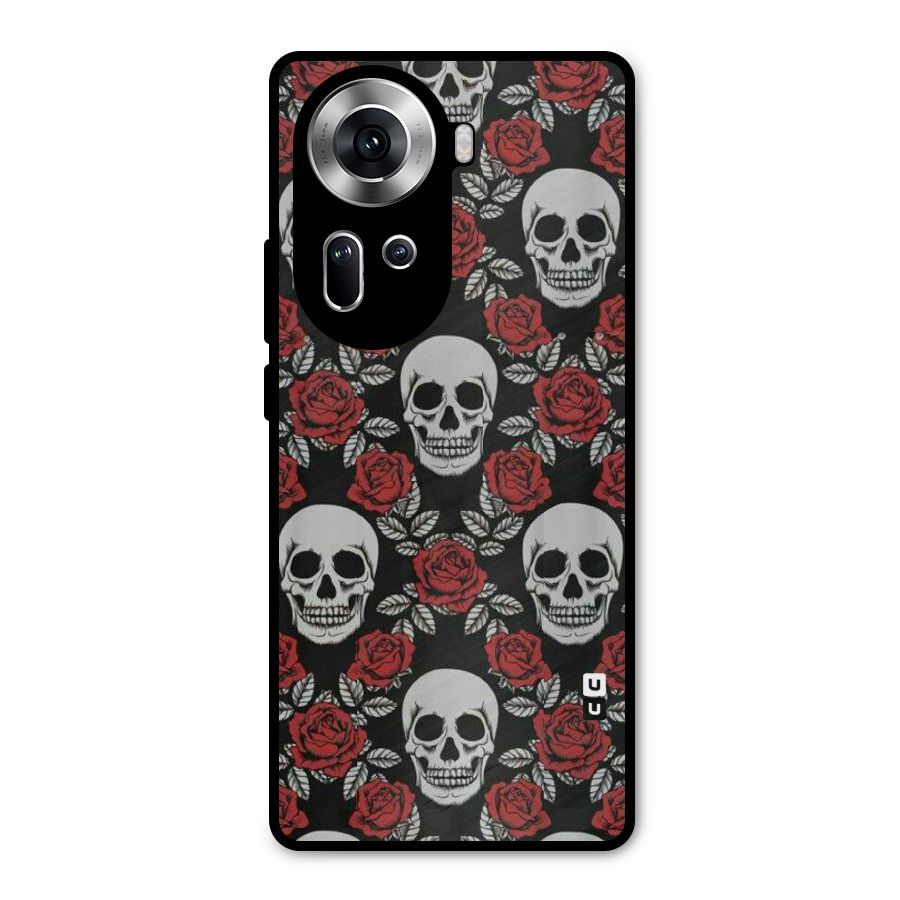 Grey Skulls Metal Back Case for Oppo Reno11 5G