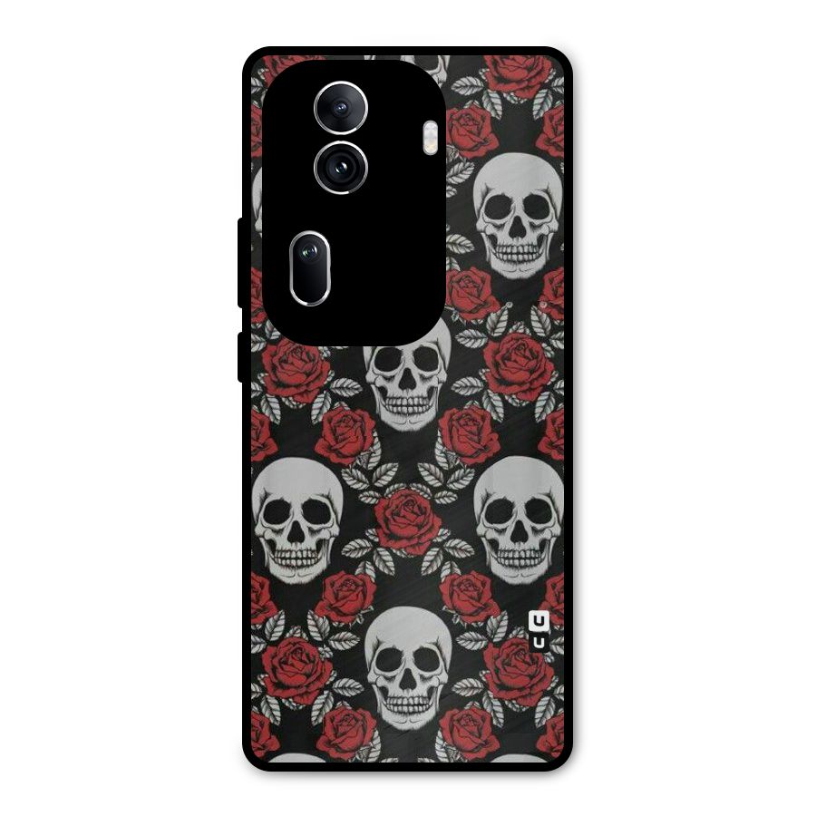 Grey Skulls Metal Back Case for Oppo Reno11 Pro 5G