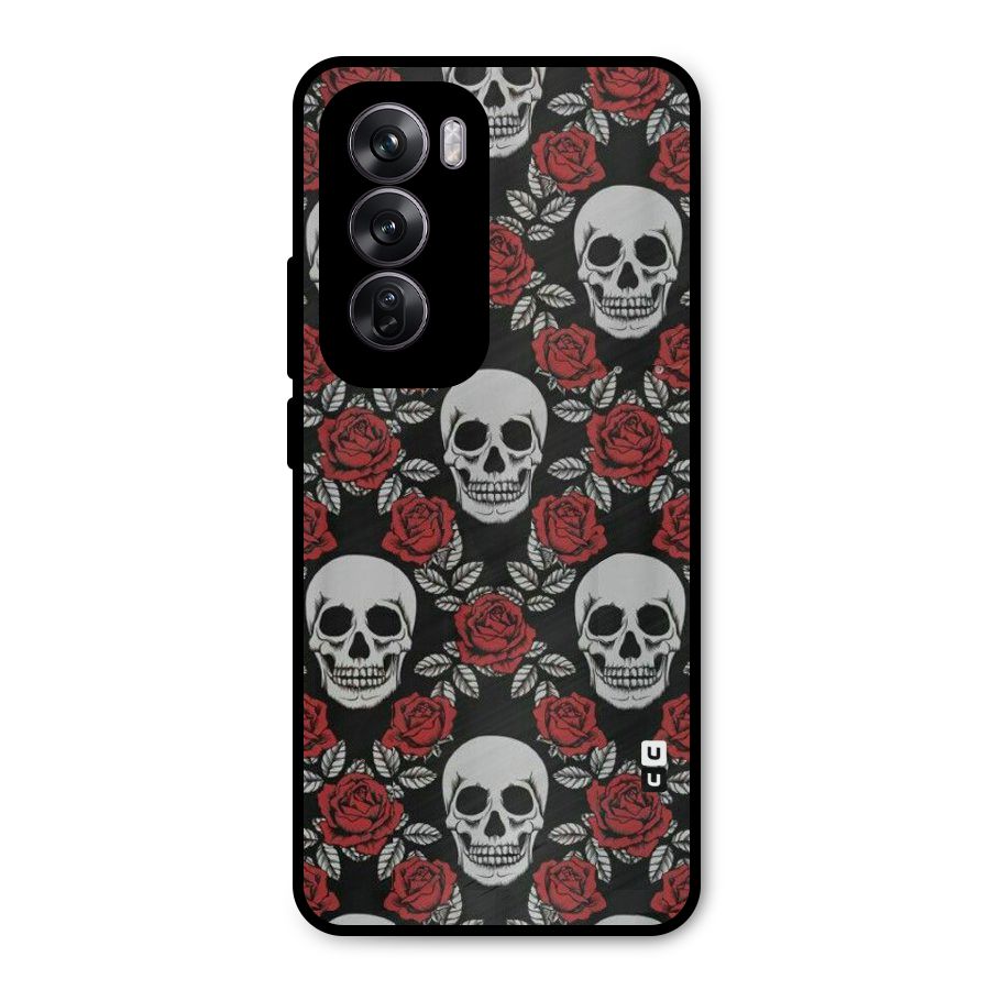 Grey Skulls Metal Back Case for Oppo Reno12 Pro