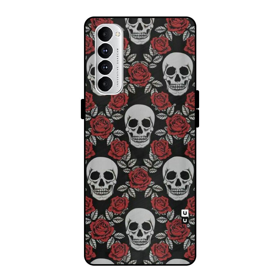 Grey Skulls Metal Back Case for Oppo Reno4 Pro