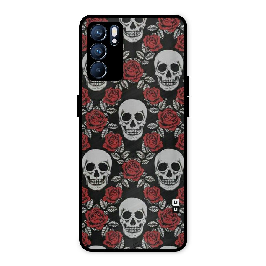 Grey Skulls Metal Back Case for Oppo Reno6 5G