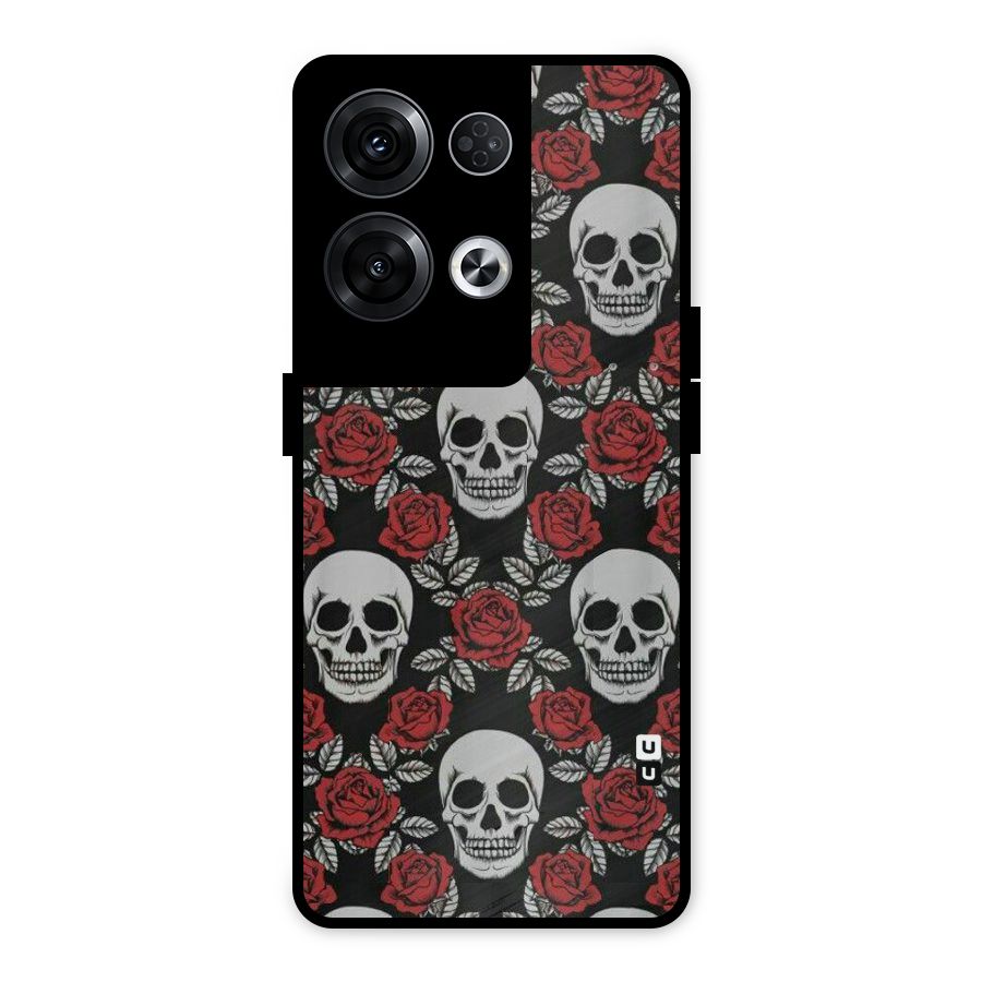 Grey Skulls Metal Back Case for Oppo Reno8 Pro 5G