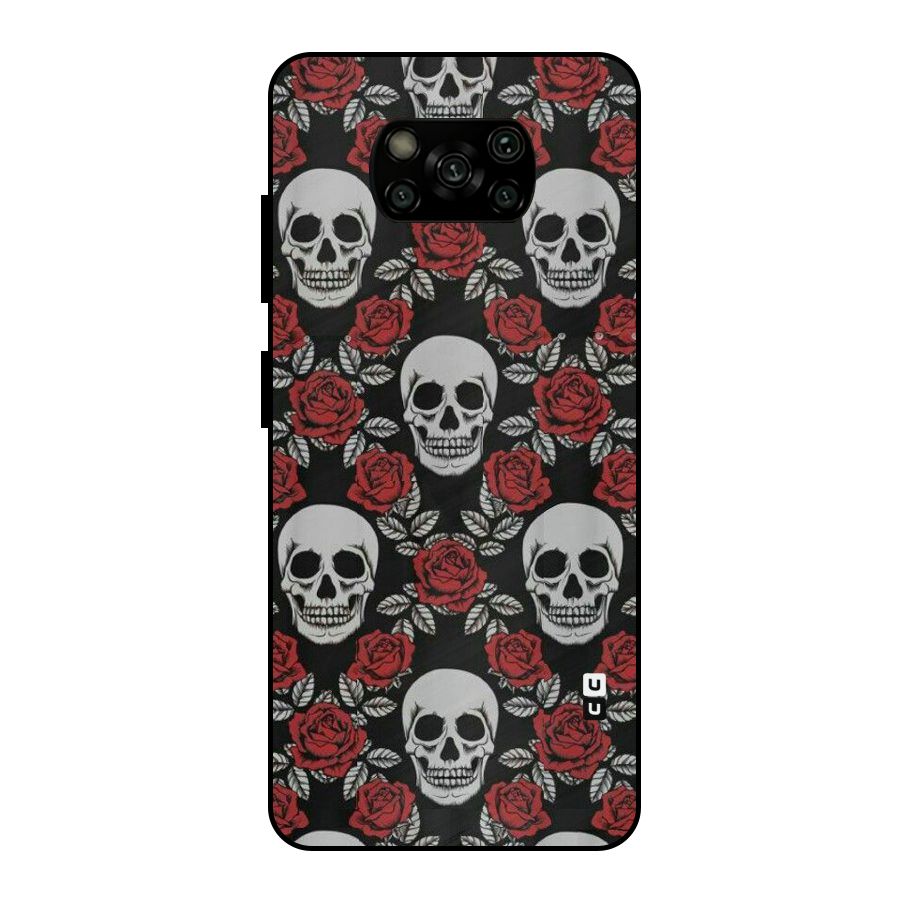 Grey Skulls Metal Back Case for Poco X3