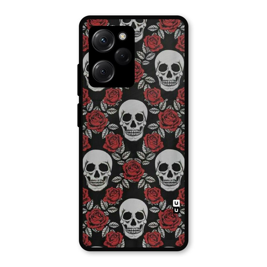 Grey Skulls Metal Back Case for Poco X5 Pro