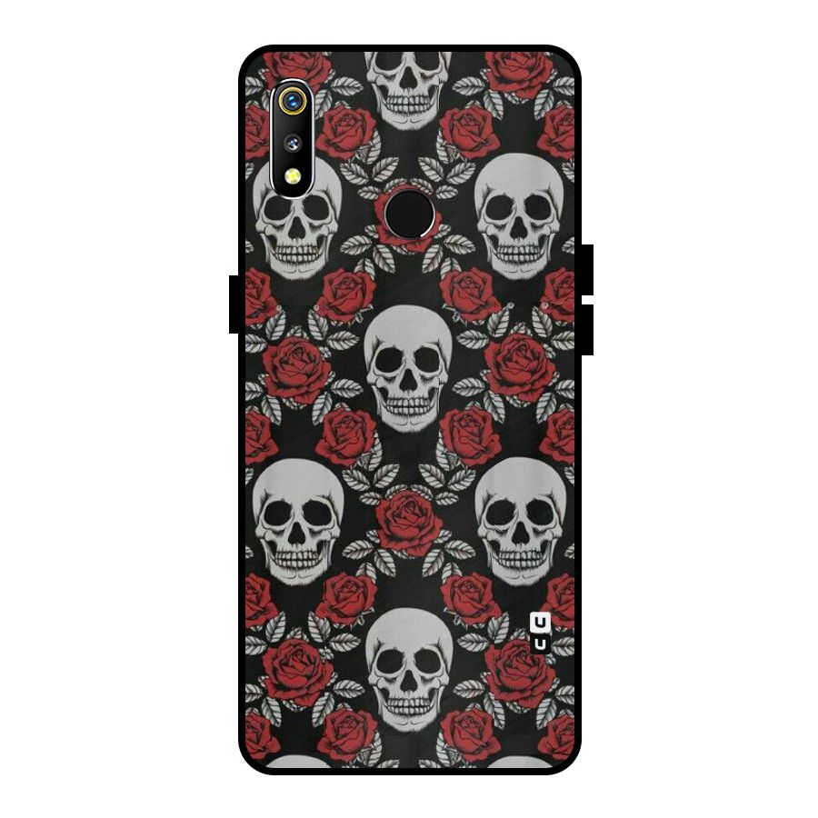 Grey Skulls Metal Back Case for Realme 3i