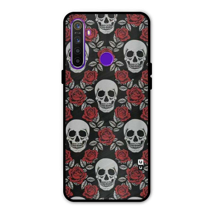 Grey Skulls Metal Back Case for Realme 5