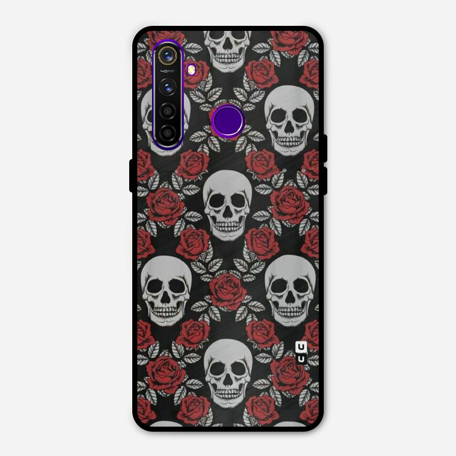 Grey Skulls Metal Back Case for Realme 5 Pro