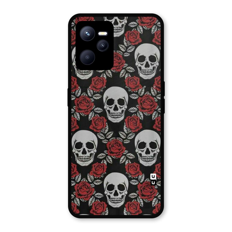 Grey Skulls Metal Back Case for Realme C35