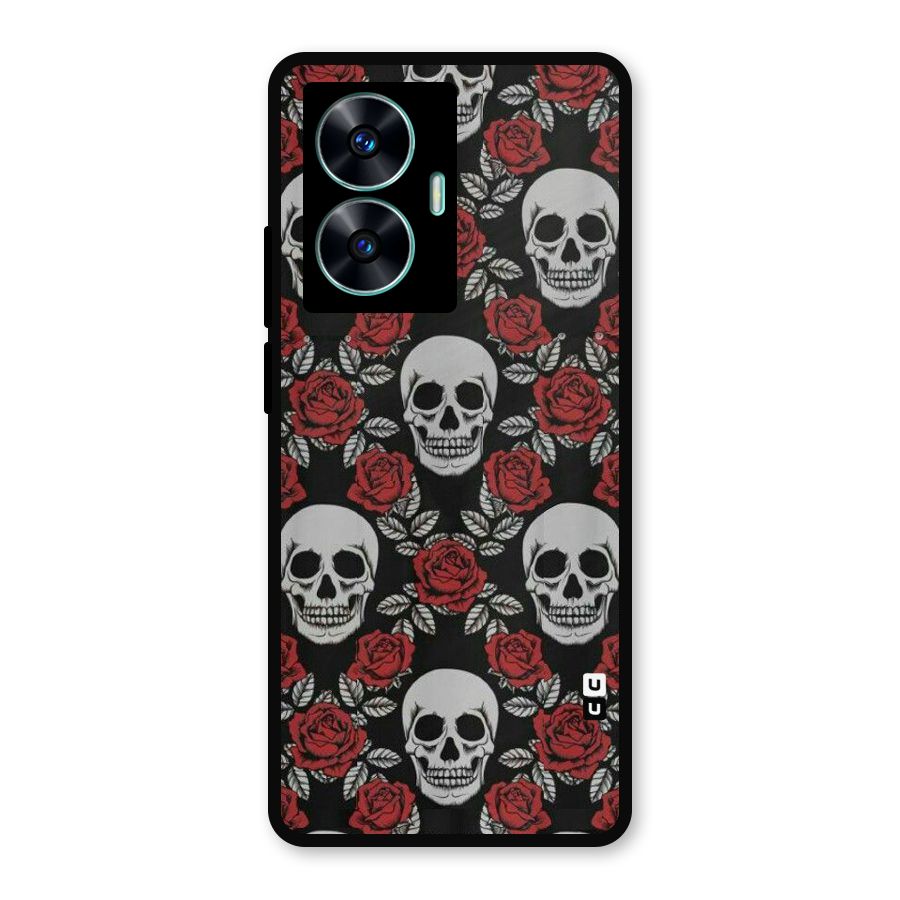 Grey Skulls Metal Back Case for Realme C55
