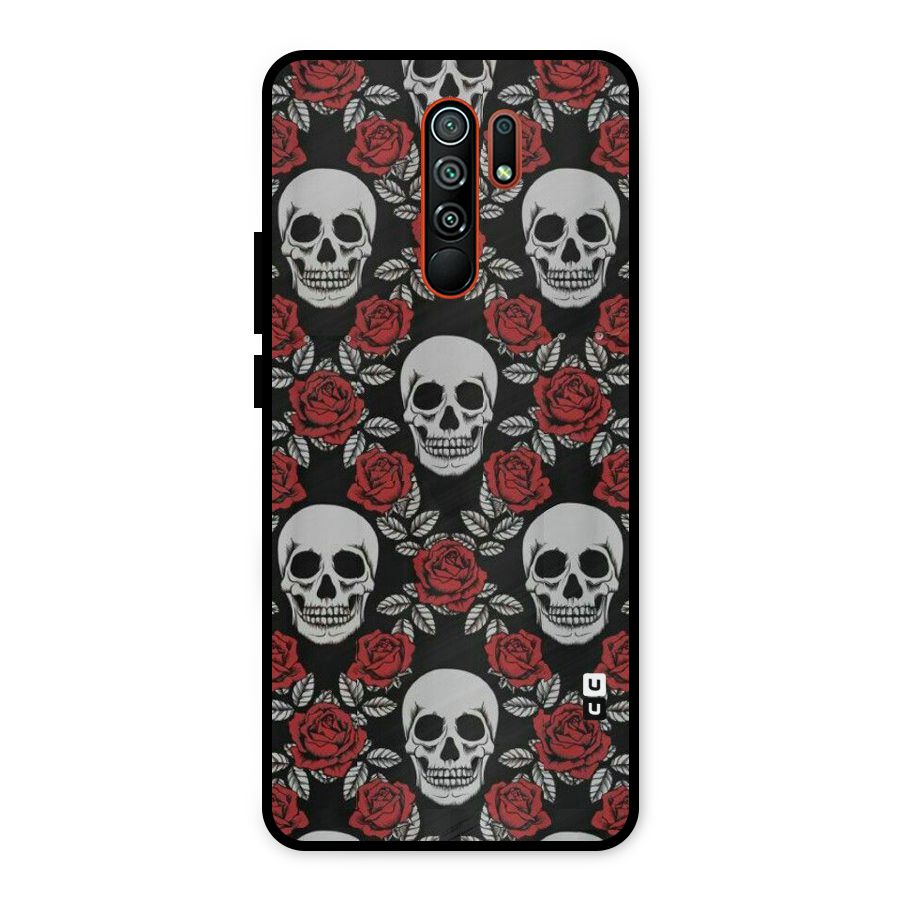Grey Skulls Metal Back Case for Redmi 9 Prime