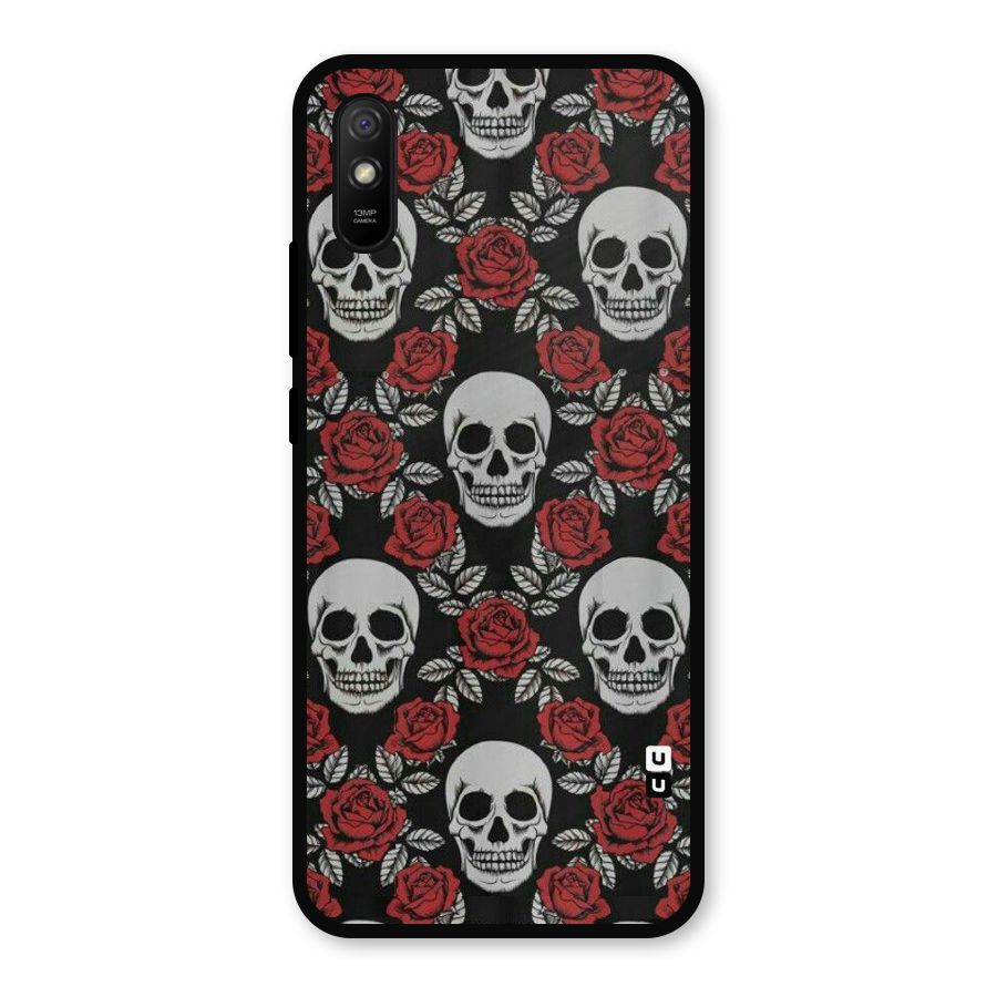 Grey Skulls Metal Back Case for Redmi 9a
