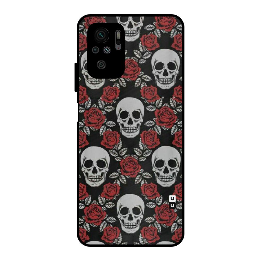 Grey Skulls Metal Back Case for Redmi Note 10S