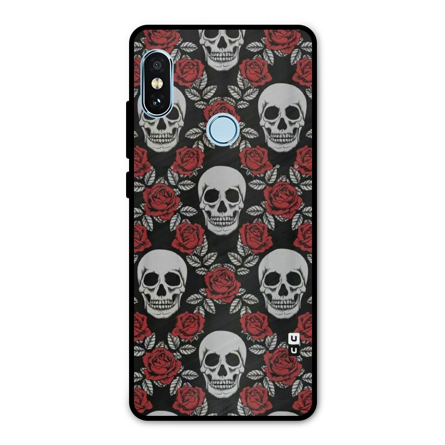 Grey Skulls Metal Back Case for Redmi Note 5 Pro