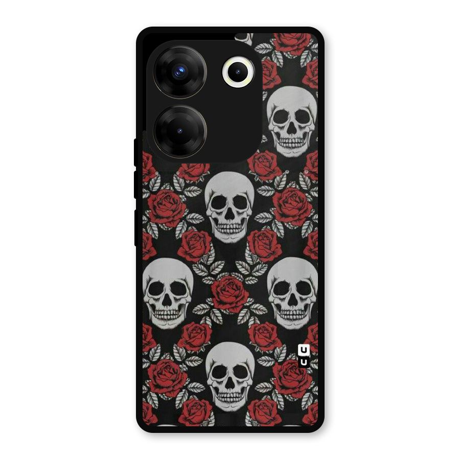 Grey Skulls Metal Back Case for Tecno Camon 20