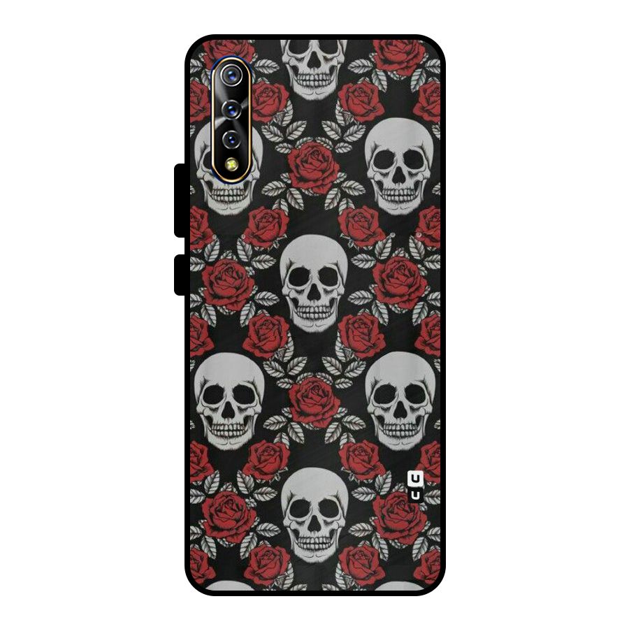 Grey Skulls Metal Back Case for Vivo S1