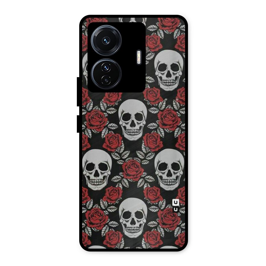 Grey Skulls Metal Back Case for Vivo T1 Pro