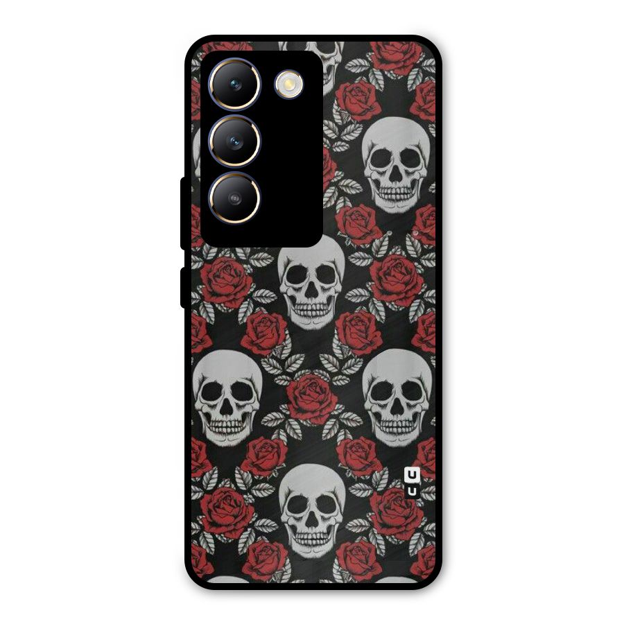Grey Skulls Metal Back Case for Vivo T3 5G
