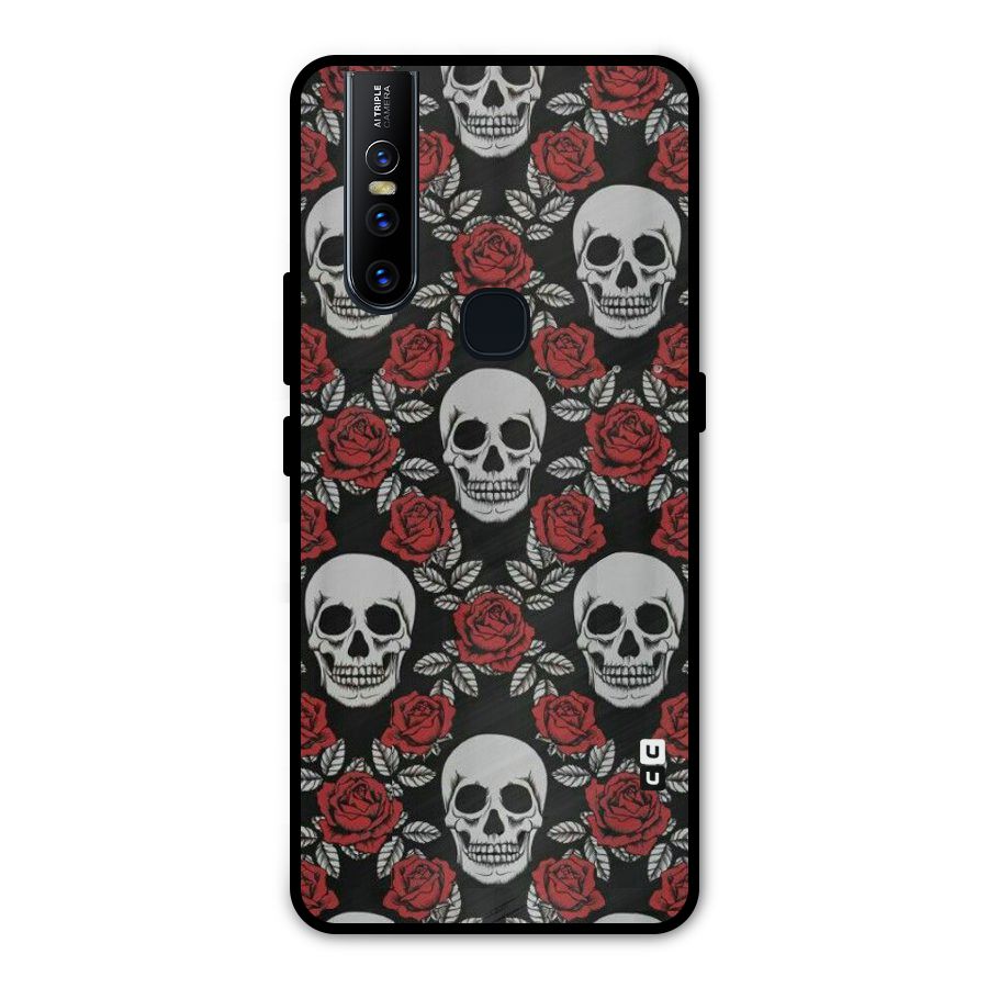 Grey Skulls Metal Back Case for Vivo V15