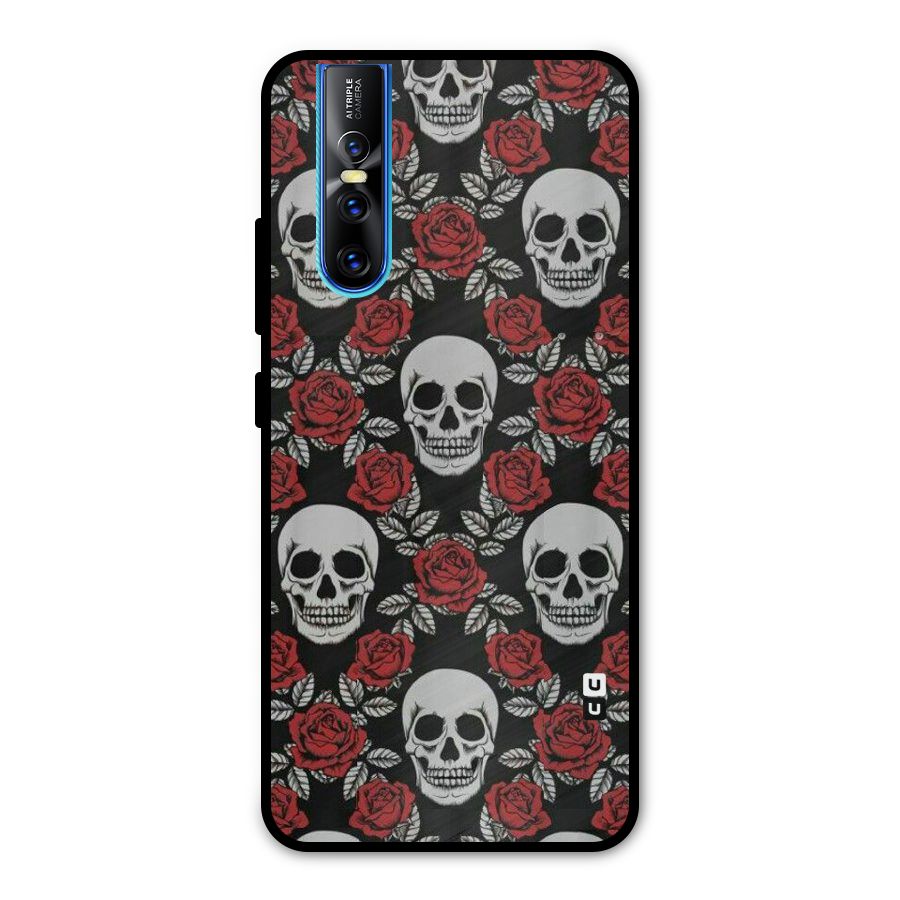 Grey Skulls Metal Back Case for Vivo V15 Pro