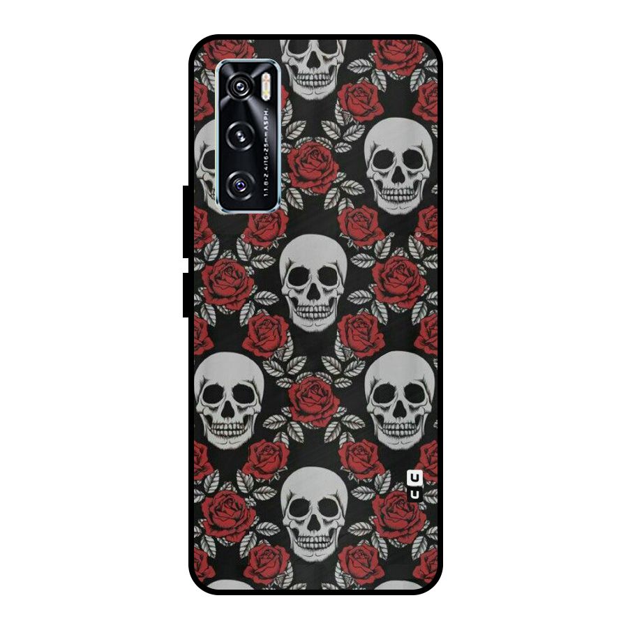 Grey Skulls Metal Back Case for Vivo V20 SE