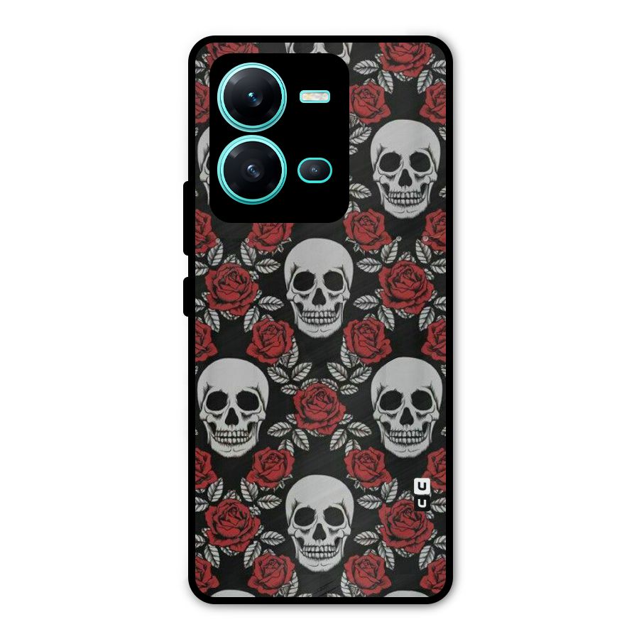 Grey Skulls Metal Back Case for Vivo V25