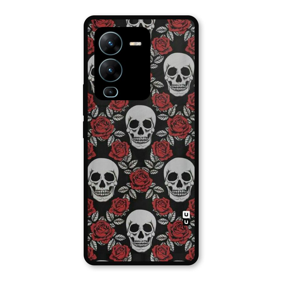 Grey Skulls Metal Back Case for Vivo V25 Pro