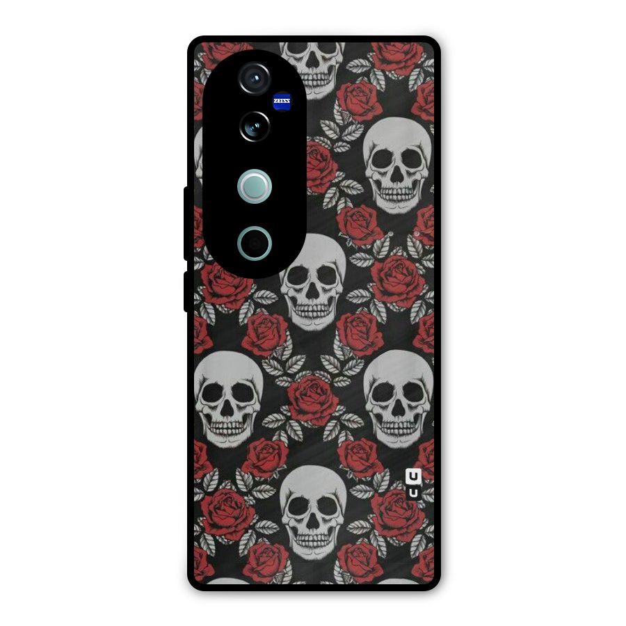 Grey Skulls Metal Back Case for Vivo V40