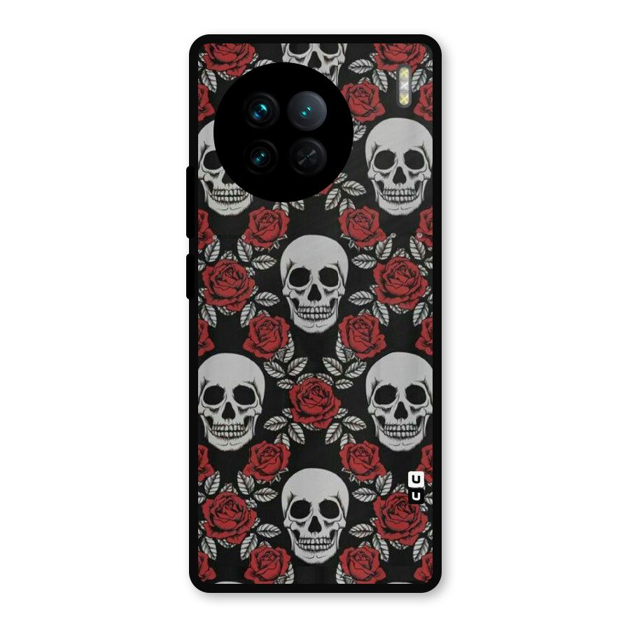 Grey Skulls Metal Back Case for Vivo X90