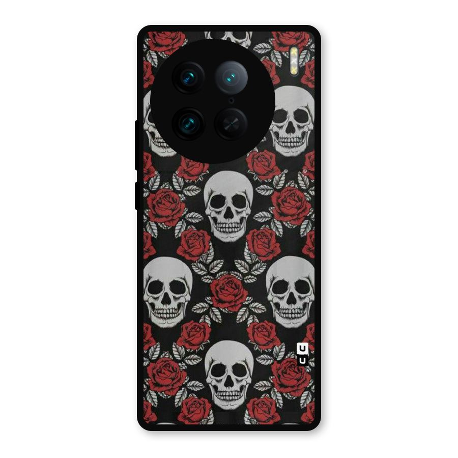 Grey Skulls Metal Back Case for Vivo X90 Pro