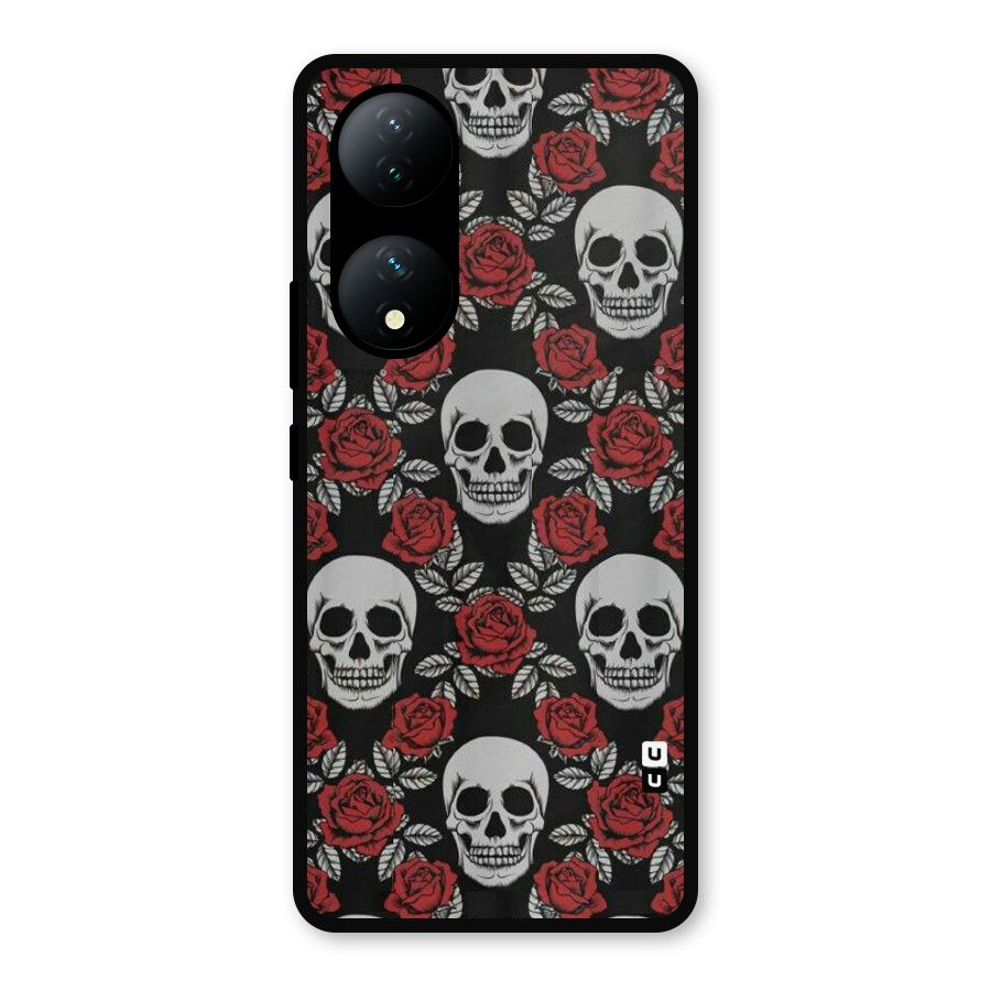 Grey Skulls Metal Back Case for Vivo Y100a