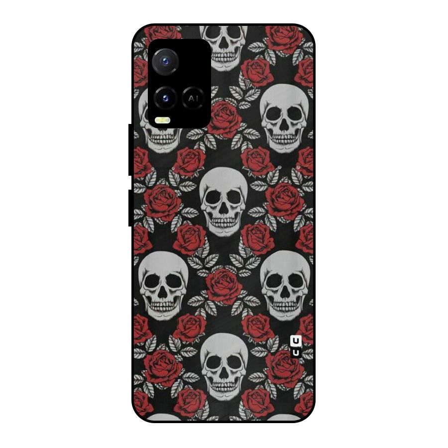 Grey Skulls Metal Back Case for Vivo Y21