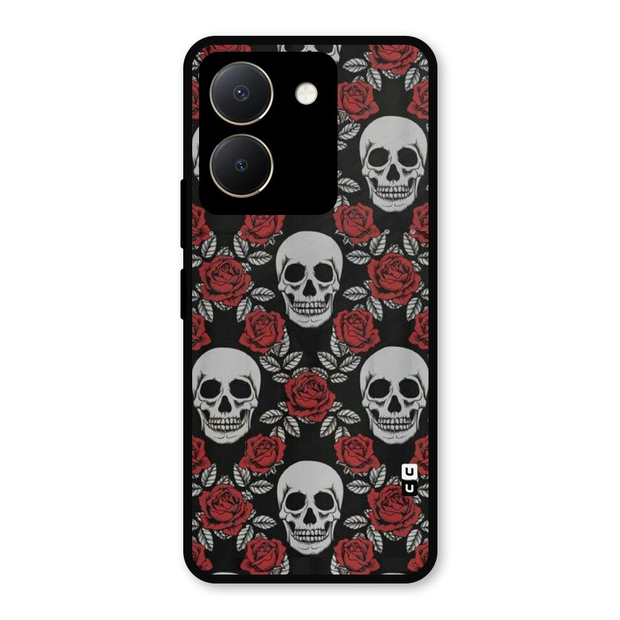 Grey Skulls Metal Back Case for Vivo Y36