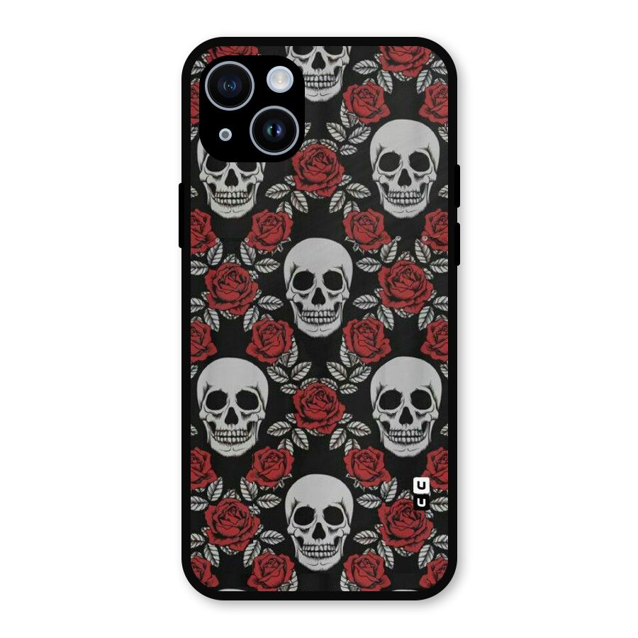 Grey Skulls Metal Back Case for iPhone 14