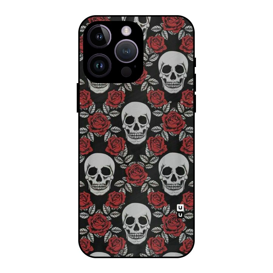 Grey Skulls Metal Back Case for iPhone 14 Pro Max