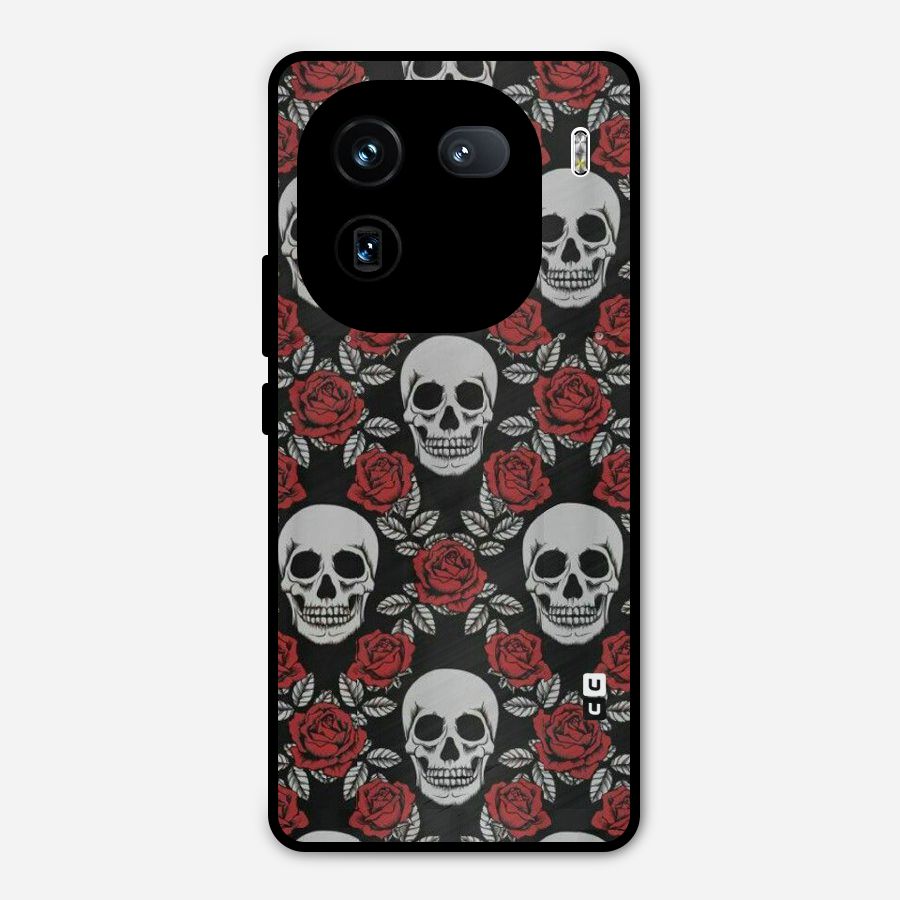 Grey Skulls Metal Back Case for iQOO 12