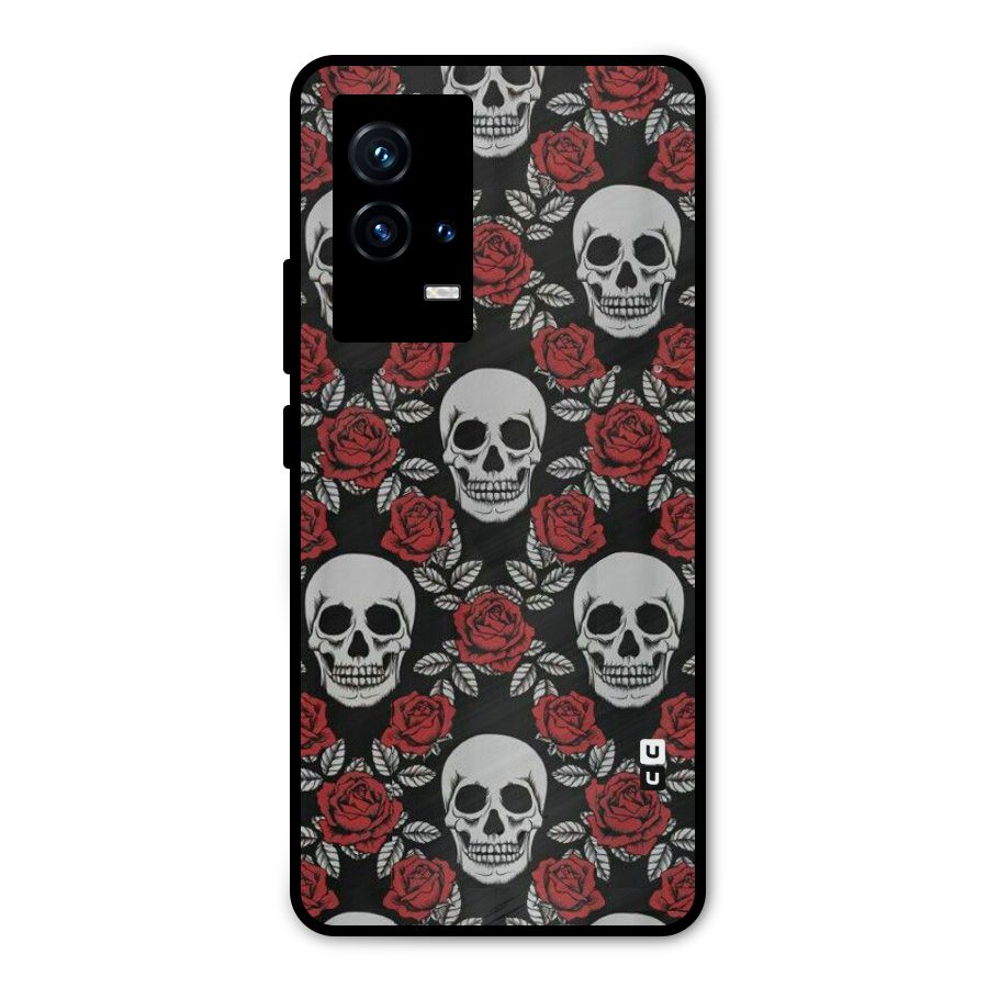 Grey Skulls Metal Back Case for iQOO 9 5G