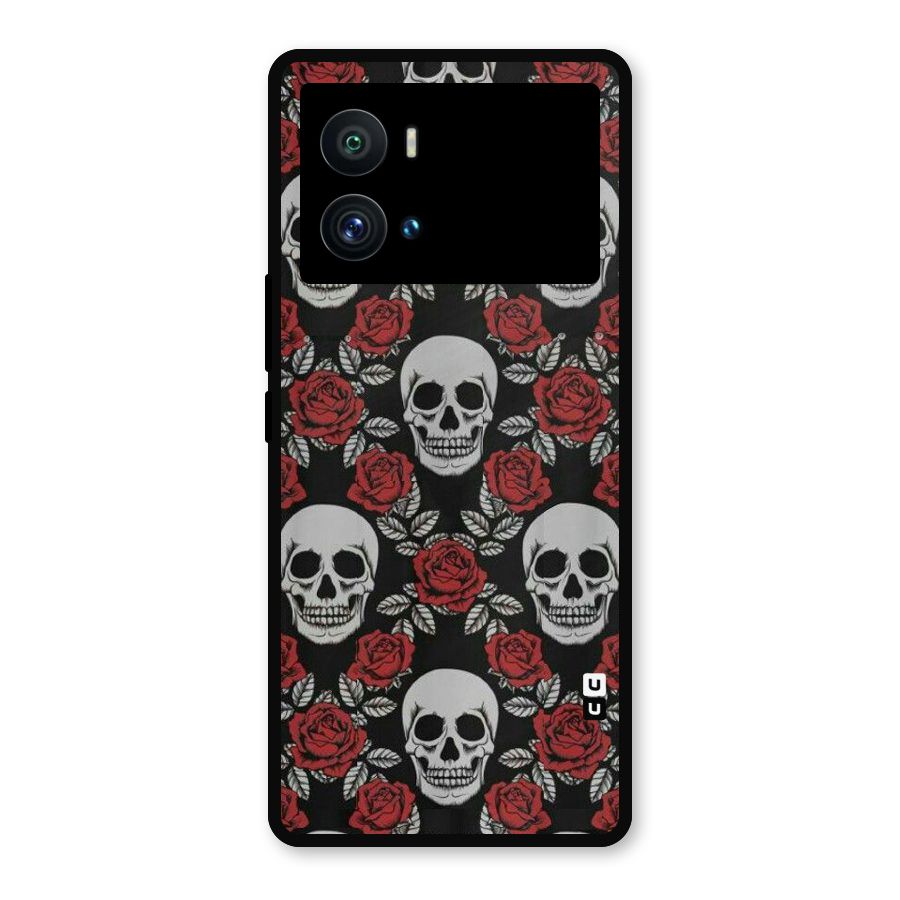 Grey Skulls Metal Back Case for iQOO 9 Pro