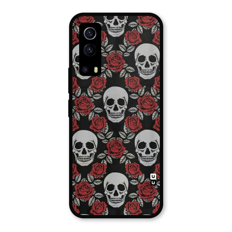 Grey Skulls Metal Back Case for iQOO Z3
