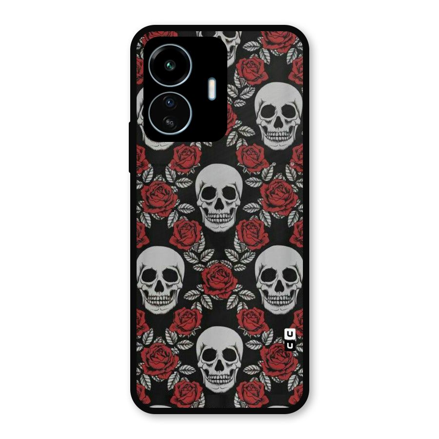 Grey Skulls Metal Back Case for vivo iQOO Z6 Lite 5G