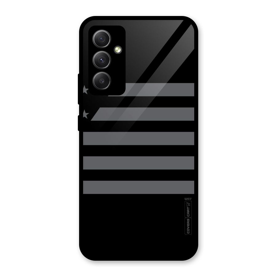 Grey Star Striped Pattern Glass Back Case for Galaxy A34
