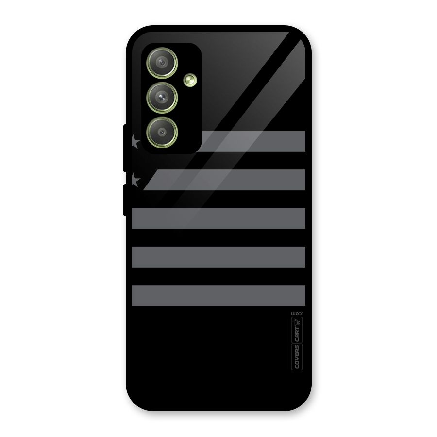 Grey Star Striped Pattern Glass Back Case for Galaxy A54