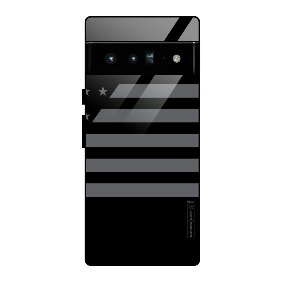 Grey Star Striped Pattern Glass Back Case for Google Pixel 6 Pro