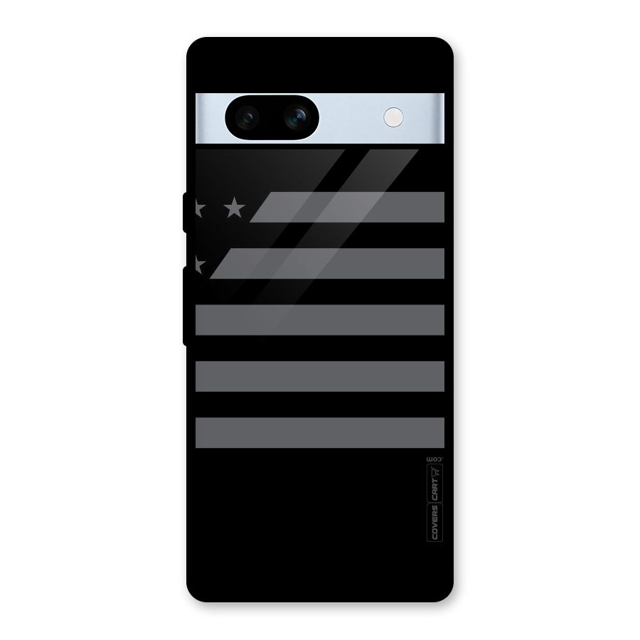 Grey Star Striped Pattern Glass Back Case for Google Pixel 7a